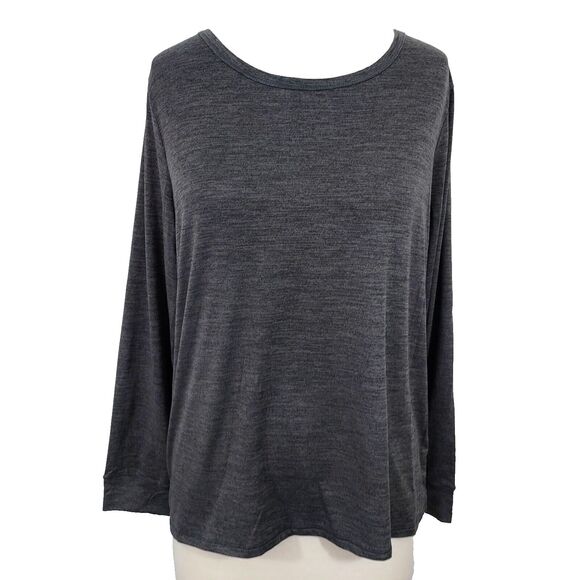 Jockey Shirt Top Womens XL Flowy Slit Back Comfy Soft Gray Stretch Long Sleeves - Picture 1 of 13